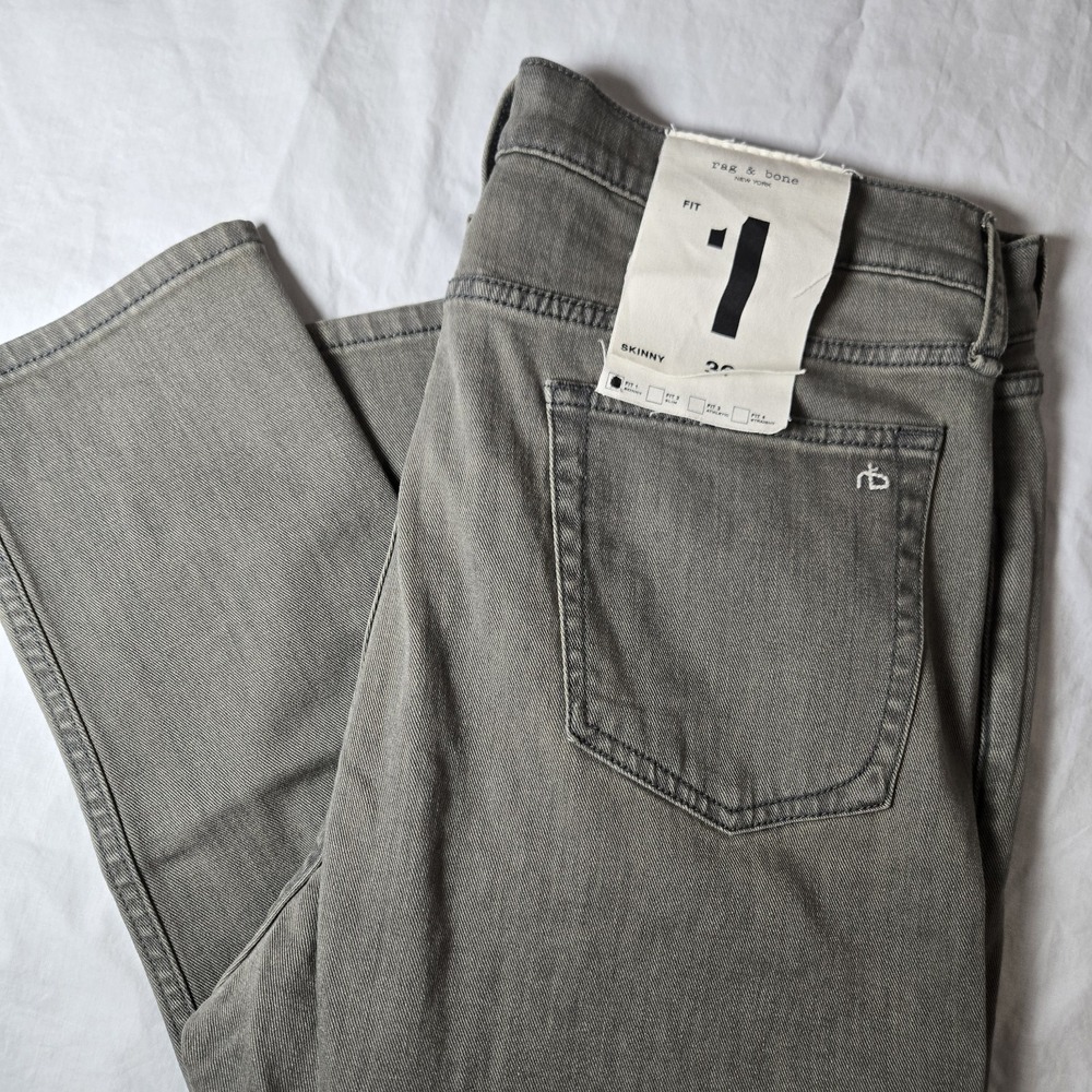 Rag & Bone Fit 1 Skinny Jeans Mens Size 36x32 Green Cotton Denim Pants NWT